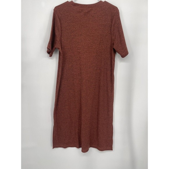 MADEWELL WOMEN'S HEATHER RUSTY SHORT SLEEVE RIBBED POCKET TEE MIDI DRESS Sz L - Picture 7 of 8